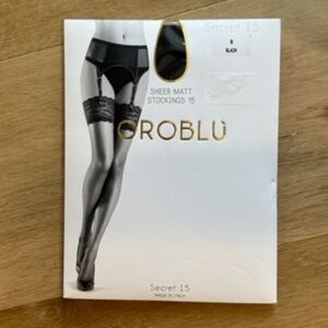 Oroblu hold up stockings ONE PAIR-SMALL BLACK-15 NEVER worn-outofpackage
